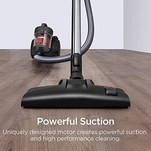 Eureka Bagless Canister Vacuum Cleaner, Lightweight Vacuum for Home, Red | NEN110D WhirlWind, Lightweight, Power Suction, ≤82 dBA. HEPA, 2.5L Dust Container, 2-in-1 Vac for Hard Floors, Carpets - color: Red