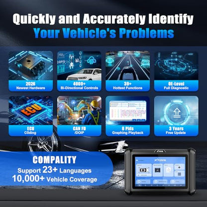 XTOOL D7S Bidirectional Scan Tool 39+ Resets, ECU Coding, FCA/CAN FD/DoIP | AI-Assisted OBD2 Scanner,OE-level All System Car Scanner,PMI,SGW,VAG,Upgrade of D7,Crank Sensor Relearn,3-Year Update