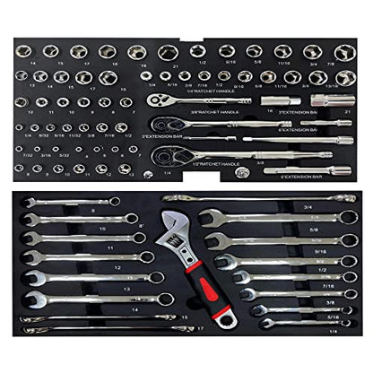 Campfun 439PCS Tool Set, Mechanic Tool Set for Home, Tool Box Set 4-Tier Socket Wrench Ratchet Plier Nails, Home Tool Set Mechanics Kit with 3 Drawers Organizer for Adults Man Handyman, Red - color: 439pcs-red
