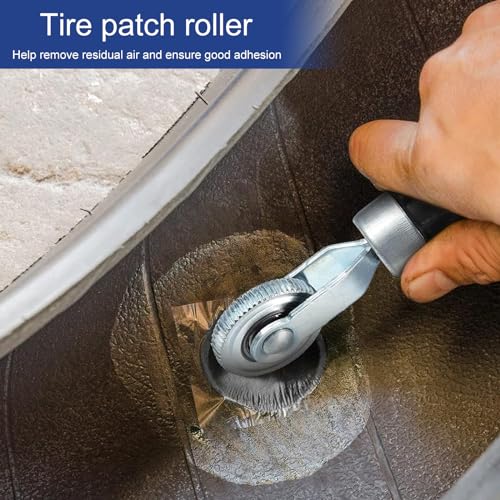 Windance 60pcs Tire Repair Unit Tool Kit,32mm 42mm 58mm Natural Rubber Tire Patches for Cars Trucks Motorcycles Bicycles Electric Bicycles with Tire Patch Roller