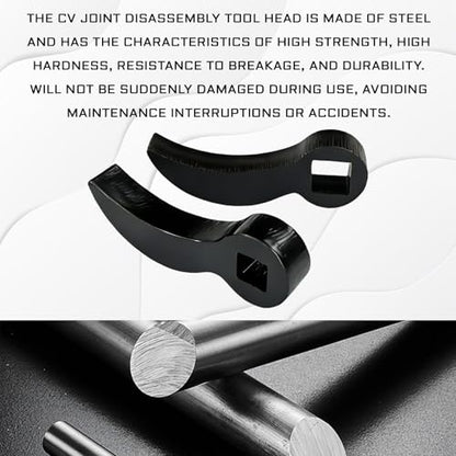 2PCS Adjustable Pry Bar Wrench Adapter Head, 1/2" & 3/8" Square Head | Upgraded Crowbar Adapter Head for Tight Space/Car Repair, Adjustable 1/2" & 3/8" Half Shaft CV Axle Removal Tool, Black