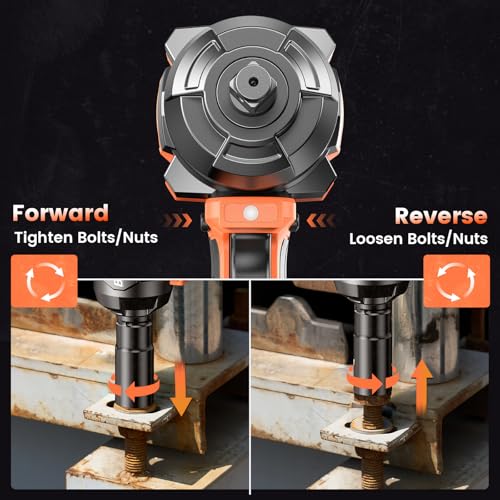 TaskStar 1500N.m 1/2" Cordless Impact Wrench for Auto Repair | 1110 ft-lbs max torque, 3-speed Mode, 21V 2×4.0Ah batteries & charger, 4 sockets, LED, impact gun for trucks/heavy equipment - style: 1500Nm