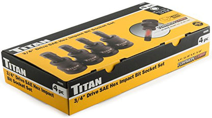 Titan 44101 3/4" Drive Torsion Core SAE Impact Jumbo Hex Bit Socket Set (4 Piece) - size: 3/4-Inch Drive SAE Jumbo Hex Impact