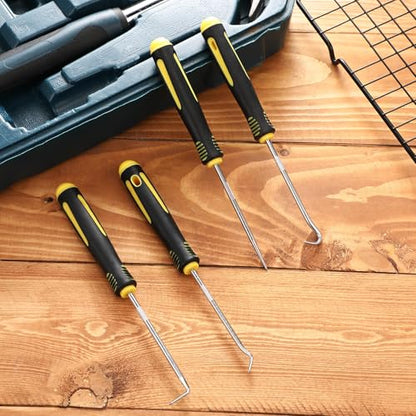 WILLBOND 4 Pcs Pick and Hook Set Precision Automotive Mechanic Picks Tools Set for Car Oil Seal Hooks Puller Remover Tools(6.5 Inches,Yellow) - color: Yellow, size: 6.5 Inches