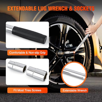 Nilight Scissor Jack Kit for Car 1.5 Ton(3307 lbs), Heavy Duty Portable Steel Scissor Lift Jack Car Tire Changing Kit with Ratchet & Lug Wrench for Sedan SUV MPV, 3.9''-13.6'' Lifting Range, Black - size: 1.5T with Ratchet & Lug Wrench Kit, Black