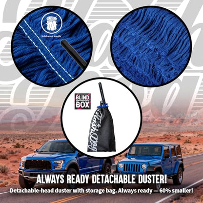 Flash Dog Car Duster Exterior - 25" Wood Handle Wax Cotton Hair Scratch Free Cleaning for Cars/SUV/Truck/RV Roofs & Windshields | Waterless Dust & Pollen Remover | Wax Cotton Hair Scratch Free Cleaning for Cars/SUV/Truck/RV Roofs & Windshields | Waterless