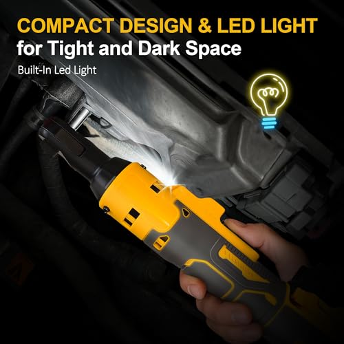 Cordless Ratchet Wrench for Dewalt 20V Battery, 3/8" Electric Ratchet Set 45 Ft-lbs (60 N.m), Variable Speed control, 580RPM Power, 8 Sockets (9/10/11/12/13/14/15/17mm) - No Battery