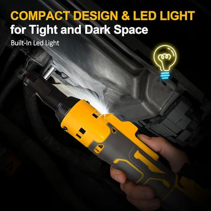 Cordless Ratchet Wrench for Dewalt 20V Battery, 3/8" Electric Ratchet Set 45 Ft-lbs (60 N.m), Variable Speed control, 580RPM Power, 8 Sockets (9/10/11/12/13/14/15/17mm) - No Battery