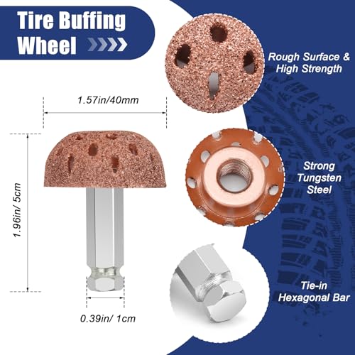 24+3PCS Tire Patch Kit, 24PCS Tire Repair Patch Plug Tool (36/46 / 60 mm)/ Patch Roller Tool/Repair Buffing Wheel/Hex Shank Drill Bit
