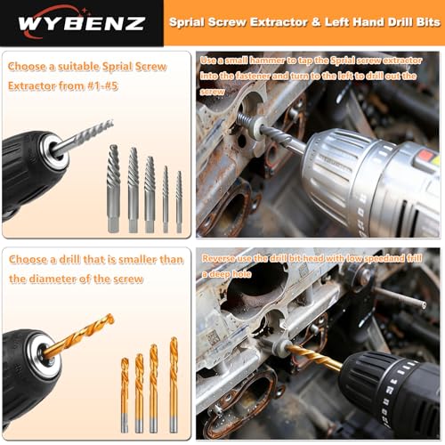39PCS Screw & Bolt Extractor Set with Left Hand Drill Bit Set,Easy Out Screw Extractor Set,Multi-Spline Stripped Screw Extractor Kit, Bolt Extractor Kit for Studs, Rusted, Bolts & Screws - size: 39PCS