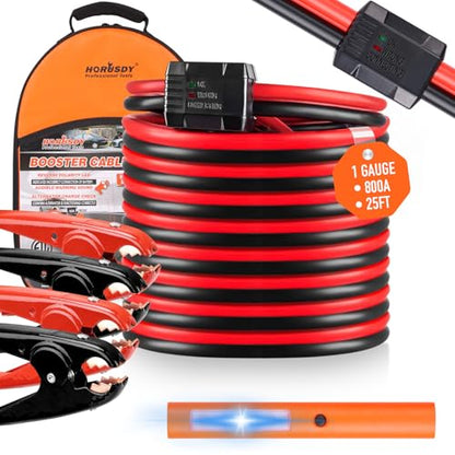 HORUSDY 25FT Jumper Cables, 1-Gauge 800A Heavy Duty Jumper Battery Cables 25 Ft Booster Jump Start, Reverse Polarity Protection - ETL Certified - style: 25FT Jumper Cables(1-Gauge 800A)