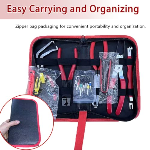 LUOWPZI 11PCS Automotive Electrical Connector Removal Tool Kit, Electrical Disconnect Pliers, Relay Puller, Hose Remover, Terminal Pin Extractor & Panel Clip Tool Set for Car Repair with Storage Bag - size: 11 Pcs
