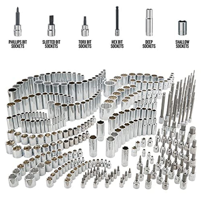 CRAFTSMAN 299-Piece Socket Set, Includes Deep, Shallow Sockets, Hex, Torx, Slotted, Phillips Bits