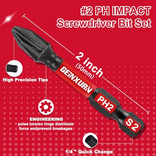 Geinxurn Impact Tough #2 Phillips 2 in. Insert Driver Bits,30Pack Bulk PH2 Screwdriver Bits Set - size: 2"-PH2-30PCS