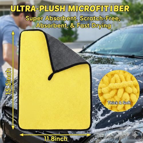 18FT Reach Car Wash Brush with Long Handle, Car Wash Kit with 4.6-12 Telescoping Pole, 20L Collapsible Bucket, Microfiber Cleaning Mop, Mitt, Window Squeegee for RV Truck SUV Boat Solar Pane Washing