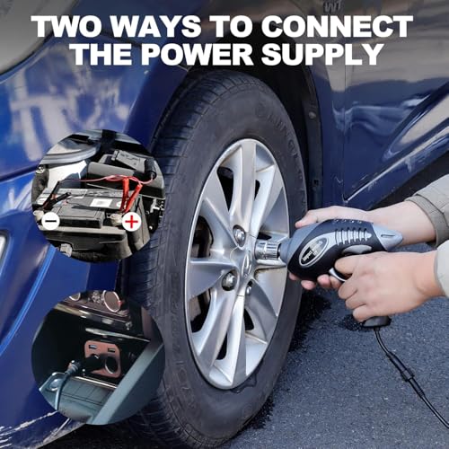Electric Car Jack Kit 5 Ton 12V Floor Jack with Impact Wrench and Tire Inflator Pump Portable Hydraulic Car Jack for SUV Sedans Tire Change with LED Light, Lifting Height 6 to 17.7 Inch (Black)