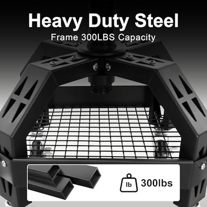 Frassie Rolling Mechanic Stool Garage Seat with Tool Tray, Height Adjustable 25.2"-29.1" Shop Stool with Brake Wheels for Auto Repair Workshop Steel Frame 300LBS Capacity