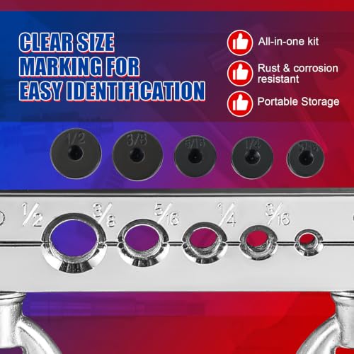NYXOVA Brake Line Flaring Tool Kit, Double & Single 45° Flaring Tool Set with Tubing Cutter & 5 Adapters, Brake Line Repair Kit for Copper, Aluminum, Brass, Magnesium & Soft Steel Tubing