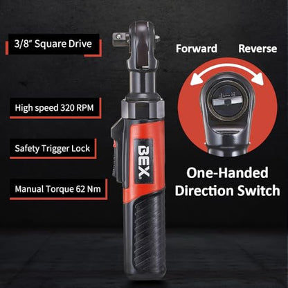 BEX 3/8" portable slim electric ratchet USB charging mini electric ratchet pocket tools cabinet assembly bicycle repair Rechargeable light torque Ratchet Wrench for faster screw fastening