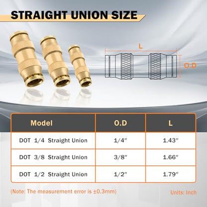 CheeMuii 23 PCS Brass DOT Air Line Fittings with 30FT 1/4" and 20FT 3/8" DOT Air Line Kit Push Lock Quick Connect Fittings with Pneumatic Tubing Set - size: 25 PCS