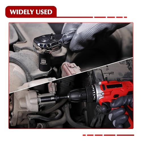 EMENTOL 1/4" Drive Impact Socket Set, 29 Pieces Deep & Shallow Socket Set, Metric 4-15mm, 12 Point CR-V, Includes Drill Bit Adapter - size: 1/4" Drive (4-15mm)