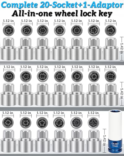 Wheel Lock Key Compatible with Vw Vag Volkswagen | 21 Pieces Wheel Lock Removal Kit,Anti Theft Wheel Socket For Quick Removal Of Locking Lug Nuts - style: 21-pieces wheel lock key master set