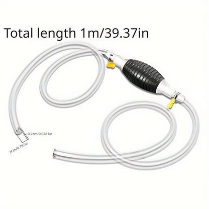 Portable Straw Pump 1pc - 39.37 Inch Flexible PVC Hose with Safety Pad & 2 Clamps, Ideal for Transferring Gas, Oil, Water & Fuel, Manual Siphon Pump for Automotive & Household Use