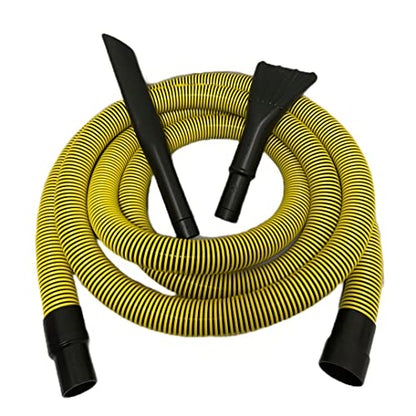 Wet/Dry Vacuum Hose Cleaning Kit, 15' Long Crushproof Hose Fits 2-1/4" Inside Diameter Inlet Port, Includes Professional Detailing Crevice Tool and Nozzle Attachments, Yellow - color: Yellow