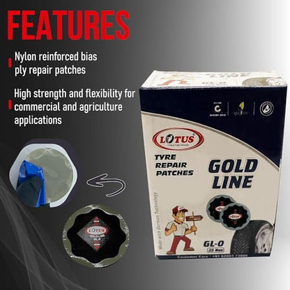 Lotus Gold Line Bias Tire Repair Patches GL-0 - size: 2-3/8" Round