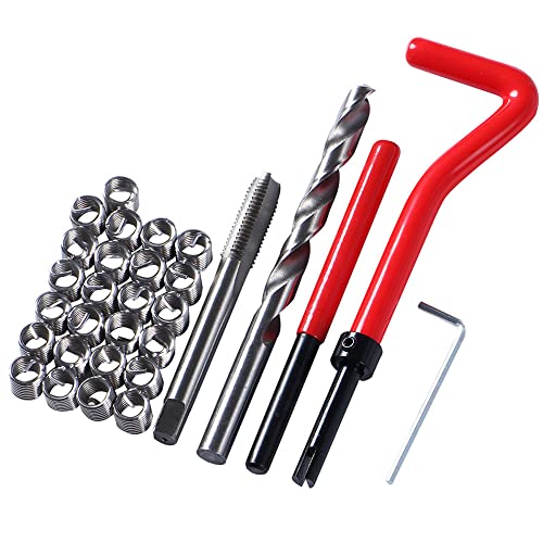 30 PCS Stainless Steel Thread Repair Kit M8x1.25mm Metric Thread Repair Insert Kit Compatible Hand Tool Set for Auto Repairing
