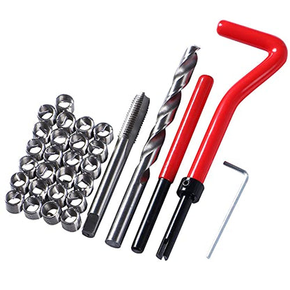30 PCS Stainless Steel Thread Repair Kit M8x1.25mm Metric Thread Repair Insert Kit Compatible Hand Tool Set for Auto Repairing
