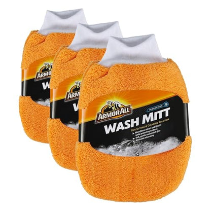 Armor All Microfiber Car Wash Mitts, Truck & Motorcycle Wash Supplies (Pack of 3) - size: 1 Count (Pack of 3), style: Wash Mitt