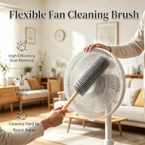 Fan Cleaning Brush Bendable Microfiber Head Wear | Resistant Comfortable Handle Washable Reusable Crevice Cleaning For Electric Fans Car Vents, Home Essential Rv accessories - color: Gray