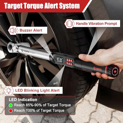 VANPO 1/2 Drive Digital Angle Torque Wrench 14.7-295 ft.lb, ±2% Accuracy | 20-400 Nm Electronic Torque Wrench, Buzzer LED Vibration Alarm, Perfect for Heavy Duty Truck, Bus & Diesel Repair - size: 14.7-295.0 ft.lb/20-400 N.m (1/2-Inch)
