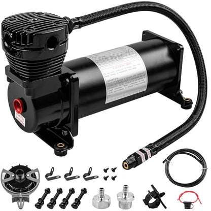 Heavy Duty 200 PSI Air Horn Compressor, 3/8 NPT Train Horns Ride Compressor with 1/4 NPT Replacement Fittings for 12V Train/Truck/Car