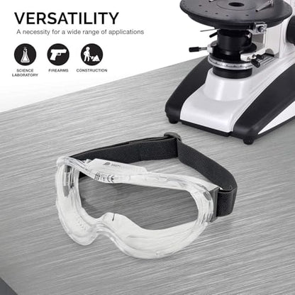 Neiko Pro 53875B Clear Protective Lab Safety Goggles, Chemistry Lab Goggles, Scientific, Construction Goggles, Contractor, Woodworking, Anti-Fog and Splash, Includes Indirect Vent for Men and Women