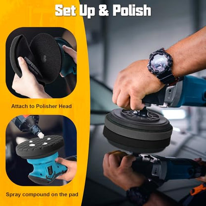 Polishing Pad 5.5 Inch, 3Pcs Black Light Cut Foam Buffing Pads for Car Buffer Polisher, Finishing, Polishing and Waxing - color: Black, size: 5.5 - Inch