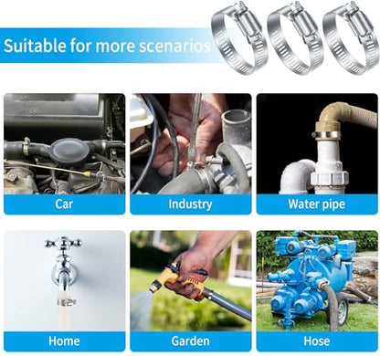 20Pcs Adjustable Stainless Steel Hose Clamps Assortment Kit, 1/4-2 in (6-51mm) Worm Gear Pipe, Fuel LineHeavy Duty for Plumbing, Washing Machine, Mechanical，Garden and Automotive Hose Connections - size: 20 pcs (1/4'' - 2'')