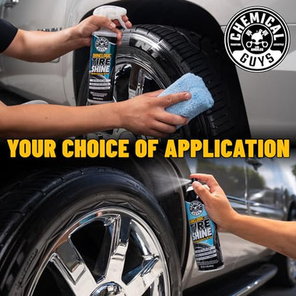 Chemical Guys, ShineLogic Deep Wet Black Tire Shine Dressing, 15 oz, 3 Pack | High-gloss dressing revives faded rubber to a deep wet black shine, helps guard against fading and cracking - style: 15 oz (Pack of 3)