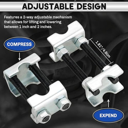 Coil Spring Spacers 8PCS 2-Way Adjustable Lift Or Lower Spring Spacer | Coil Spring Compressor Tool Strut Spring Compressor for Cars SUVs Trucks, Spreads or Compresses Coil Springs