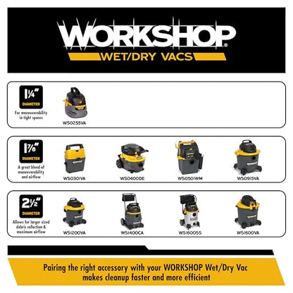 WORKSHOP Wet/Dry Vacs WS25005A 2-1/2-in. Hose Grip Vacuum Attachment | Control Suction with Built-in Bleeder Valve, For WORKSHOP Shop Vacuum Cleaners, Fits 2-1/2-inch Extension Wands and Hoses