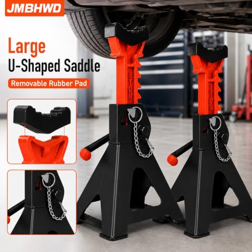 Car Jack Stands 3 Ton with Jack Rubber Pads and Double Pin Lock, Heavy Duty 11.4"-16.9" Adjustable Height for Vehicle Lifting Jack Stand, 1 Pair Black - color: Black