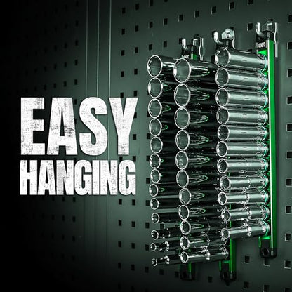 SK 1/2" Drive Socket Set, Deep SAE Sockets, 11-Piece 7/16" to 1-1/16" | SuperKrome Finish, Premium CR-V Steel, with Aluminum Socket Organizer - size: Deep, style: SAE
