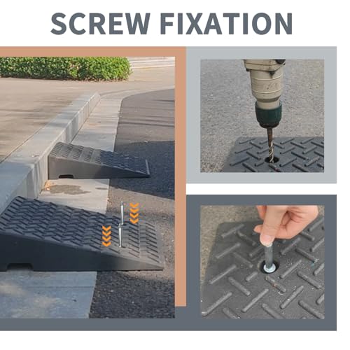 Rubber Curb Ramps for Driveway Sidewalks Shed Entry, 5.1 Inch Rise Height 2 Pack 19.68" L x 19.68" Threshold Ramp for Cars, Motorcycles, Lawn Mowers, 7000lbs Load Capacity - size: 5"*19.69"*19.69"