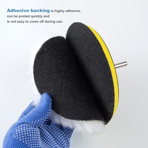 S SATC Wool Polishing Buffing Pad Car Buffer Polisher Pads Kit with 4PCS 6 Inch Buffing Pad M14 Drill Adapter and Hook and Loop Back, Drill Polisher Attachment for Car Polishing, Waxing - size: 6 Inches-6PCS