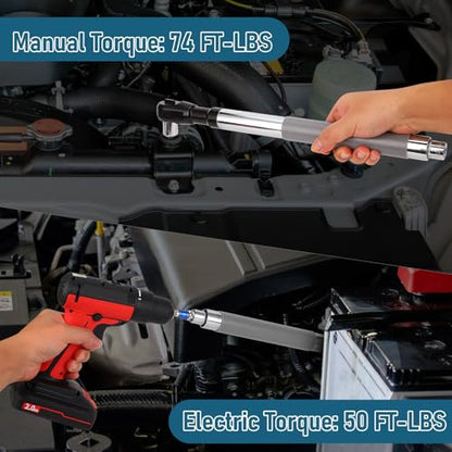 1/2 Inch Offset Extension Wrench Impact（Gray） | Strong Torsion Output Steel Wrench Extender for Tight & Narrow Spaces (Gray, 4 Sockets) - color: Gray