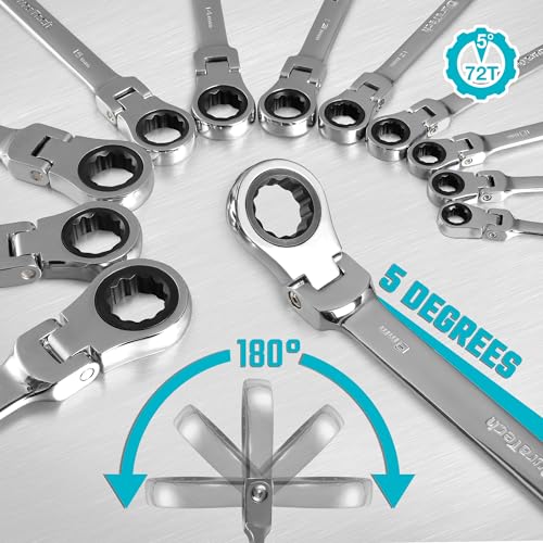 DURATECH 8mm Flex-Head Ratcheting Combination Wrench, Metric | 72-Tooth, CR-V Steel - style: 8mm