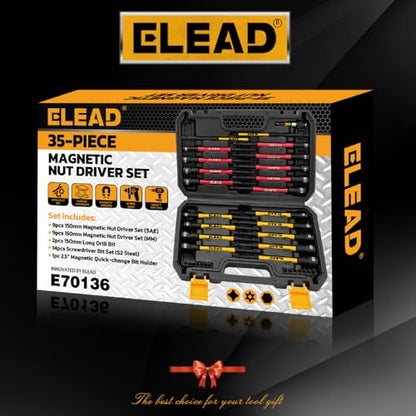 Magnetic Nut Driver Bit Set, 35-Piece Extra Long Nut Driver Set for Impact Drill, Metric & SAE, PH1 & PH2 Screwdriver Bits 1/4 Drive Shank Adapter Extension, Durable for Professional Projects - style: 35-Piece Nut Driver Set