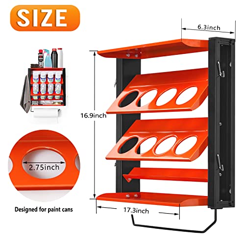 Spray Can Holder Rack With Paper Towel Holder, Steel Wall Mounted Spray Bottle Holder, Garage Wall Mount Shelf, Utility Storage Rack, Tool Storage Rack, Holds 100 lbs | Garage Wall Mount Can Holder with Paper Towel Holder, Utility Storage Rack, Tool Stora