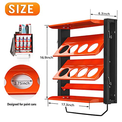 Spray Can Holder Rack With Paper Towel Holder, Steel Wall Mounted Spray Bottle Holder, Garage Wall Mount Shelf, Utility Storage Rack, Tool Storage Rack, Holds 100 lbs | Garage Wall Mount Can Holder with Paper Towel Holder, Utility Storage Rack, Tool Stora